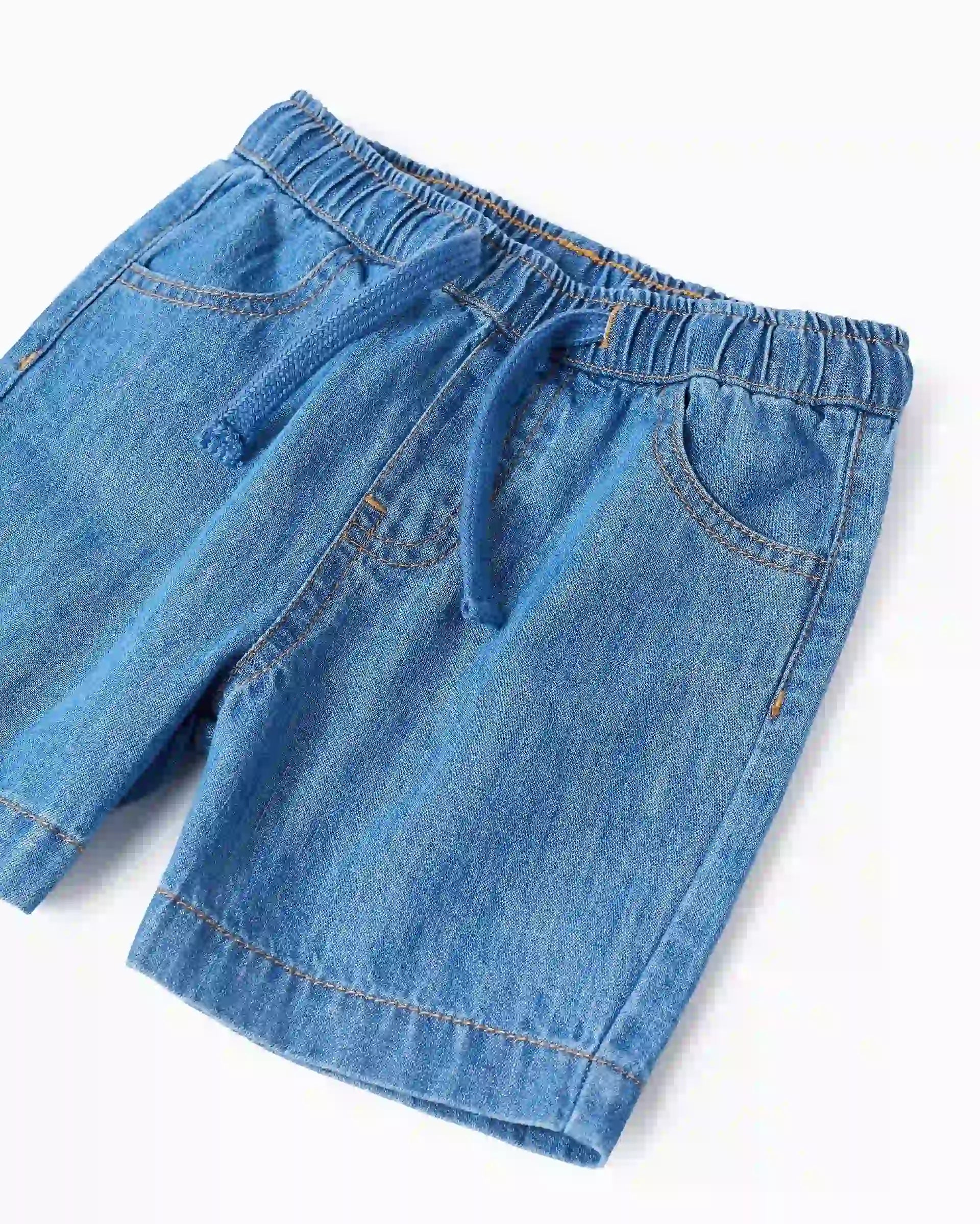Bermuda Resortada Denim Claro Zippy detalle