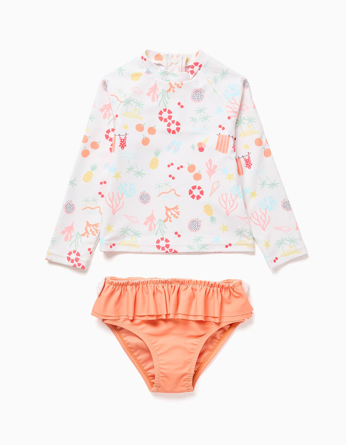 Vestido de Baño Manga Larga Naranja Zippy