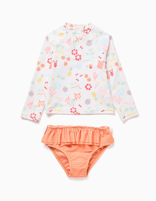 Vestido de Baño Manga Larga Naranja Zippy