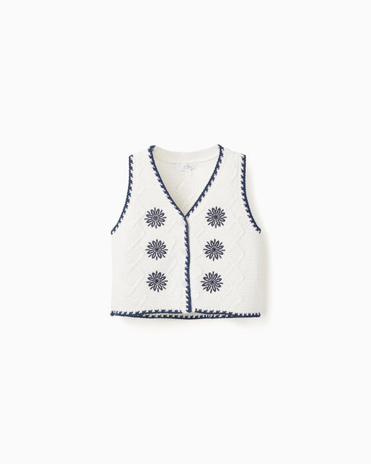 Blusa Tejida Botones Flores Zippy