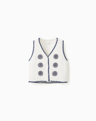 Blusa Tejida Botones Flores Zippy