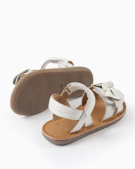 Sandalias Velcro Detalle Moño Blanco Zippy estilo