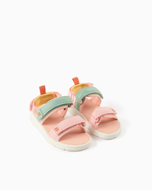 Sandalias Velcro Combinada Naranja Zippy