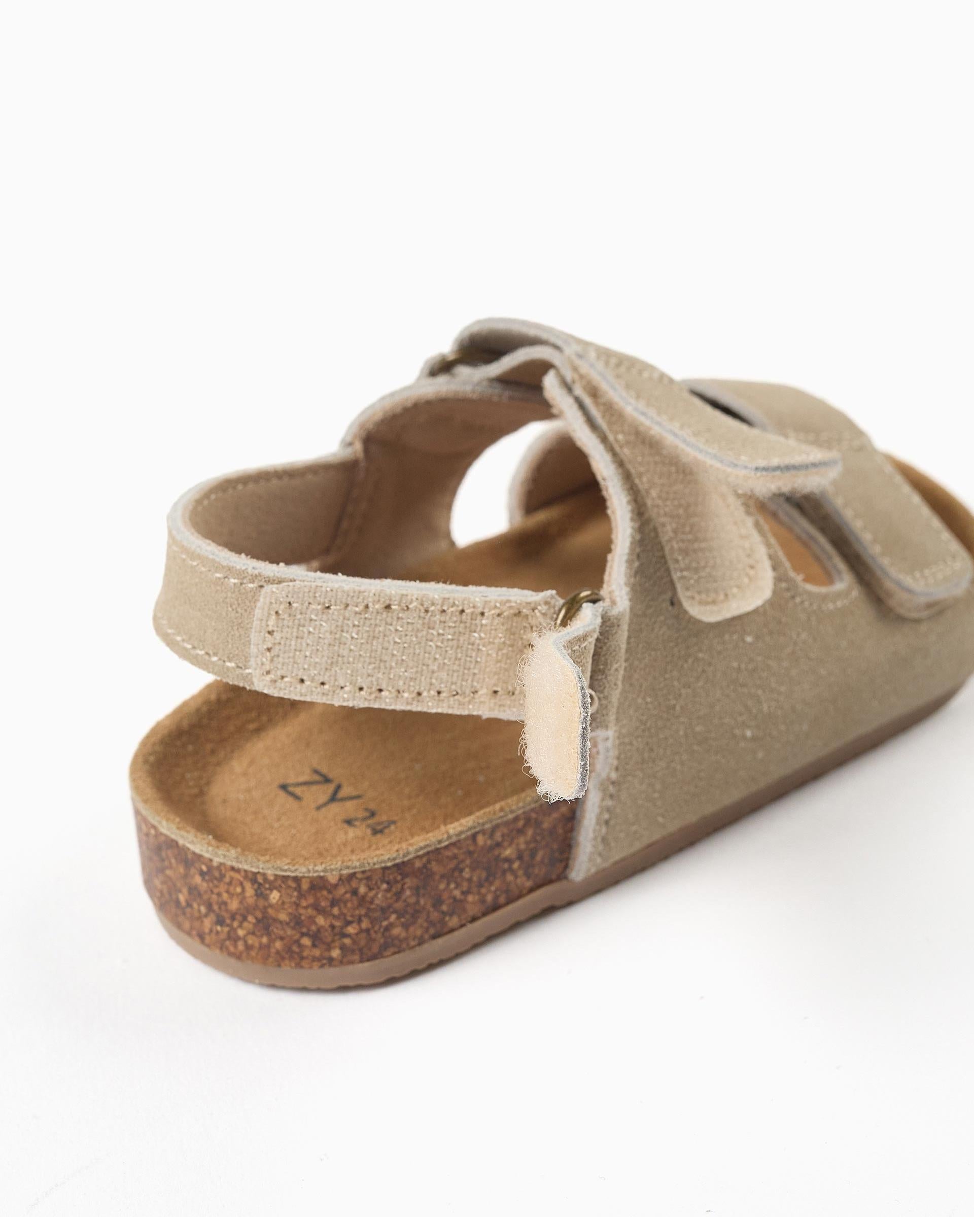 Sandalias Velcro Bio Piel Beige Zippy detalle