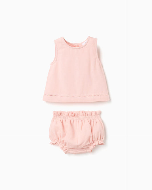 Conjunto Short Resortado Rosa Zippy 