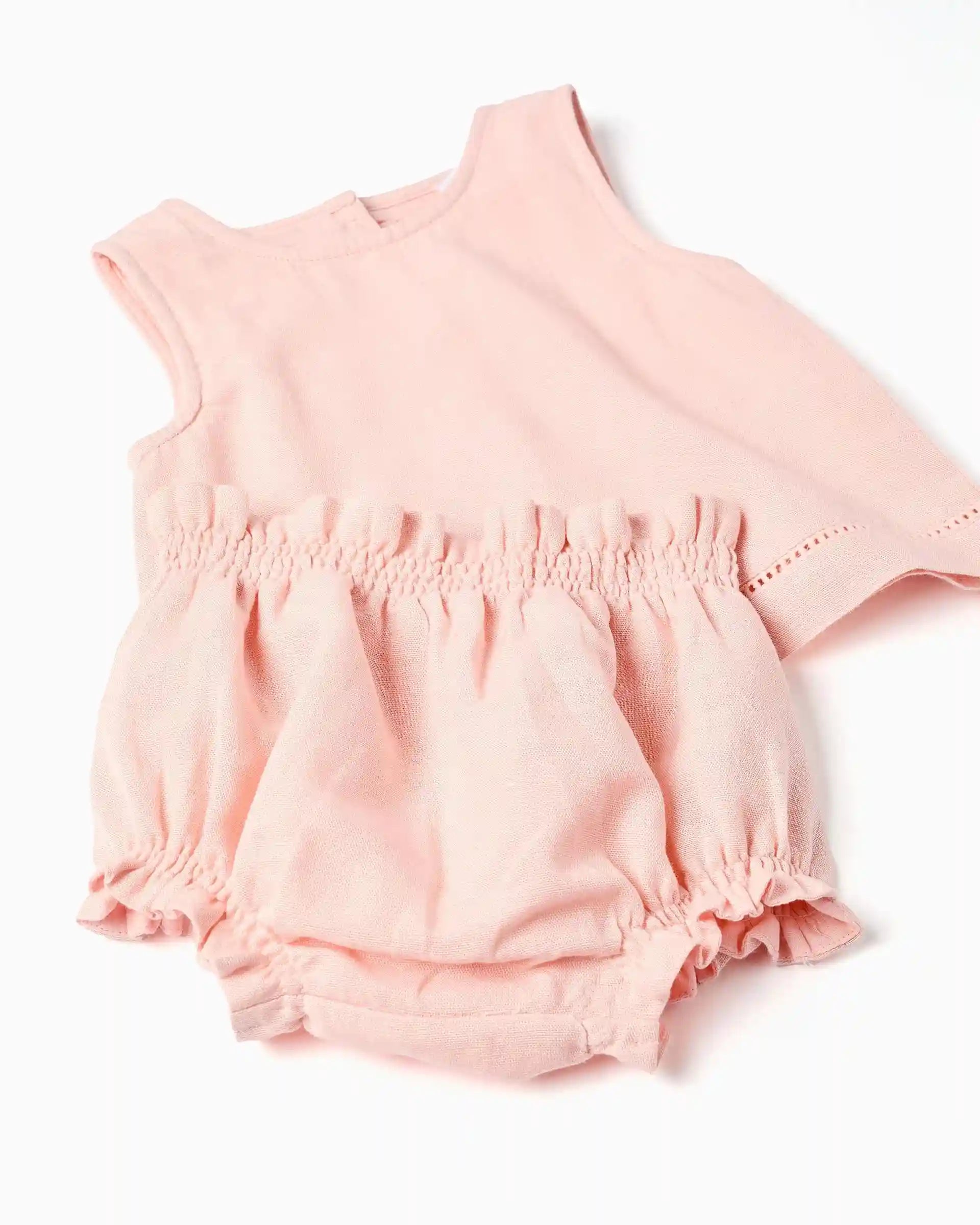 Conjunto Short Resortado Rosa Zippy detalles 