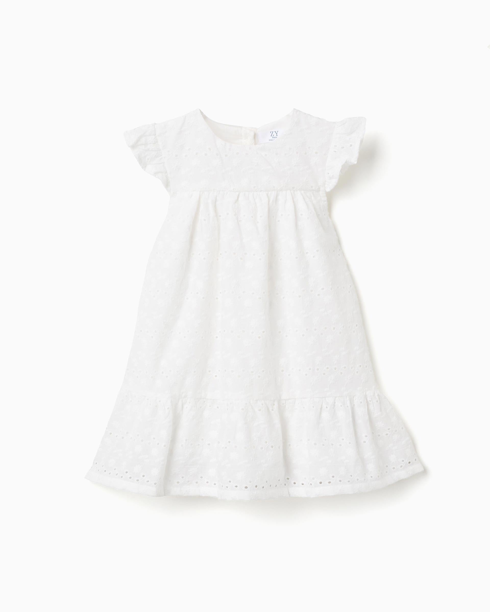 Vestido Ojalillo Flores Blanco Zippy