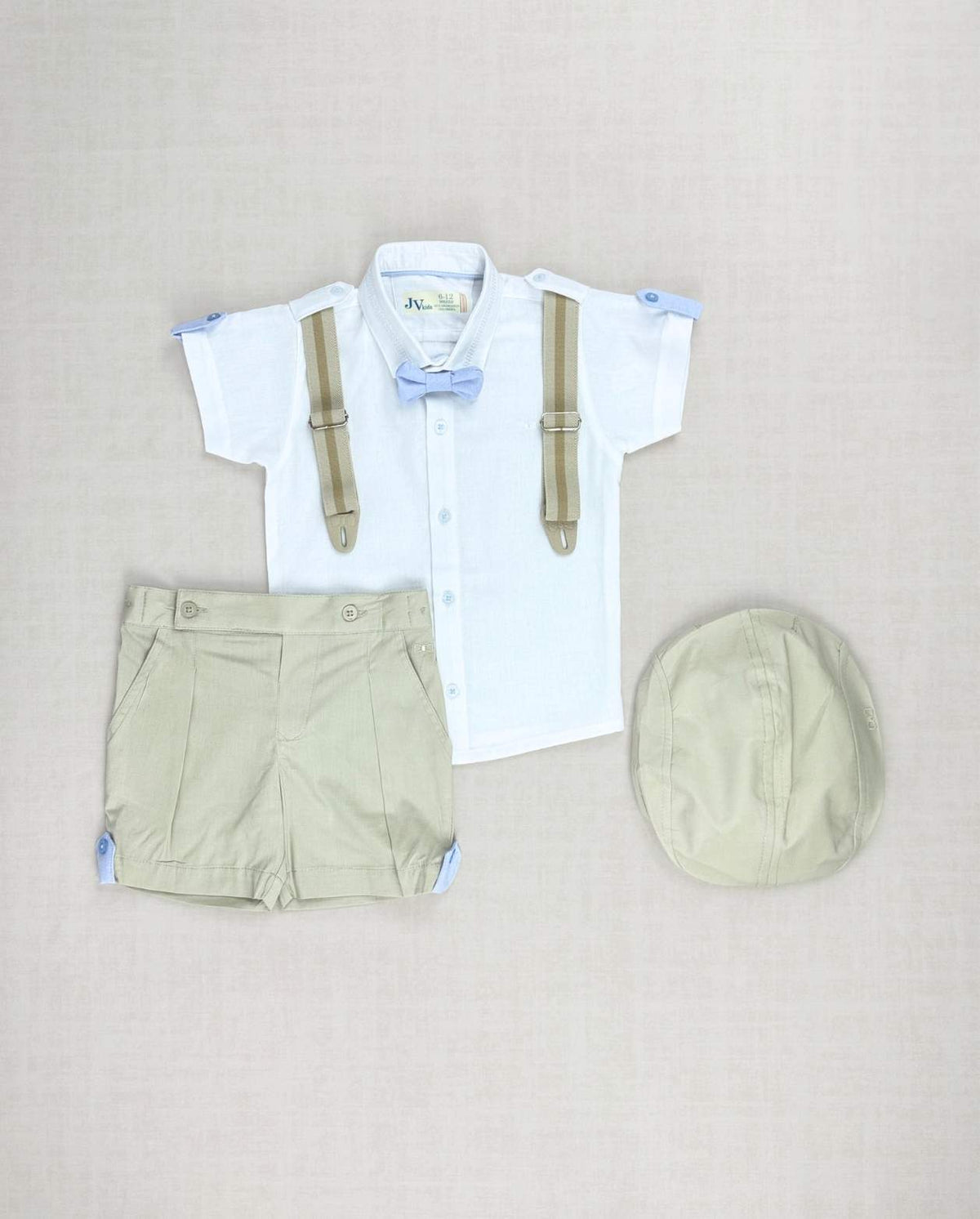 Conjunto Ceremonia Bermuda Tirantes Beige