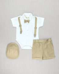 Conjunto Ceremonia Tirantes Bermuda Beige
