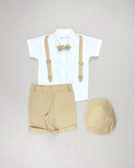 Conjunto Ceremonia Tirantes Bermuda Beige Bebes