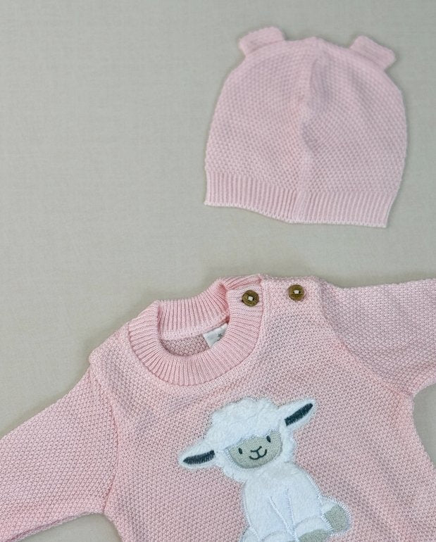 Set Primer Día Bordado Oveja Rosa Detalle