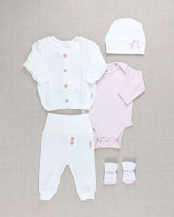 Set Primer Día Tejido Body Puntos Rosa