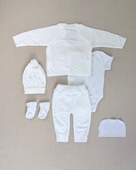 Set Primer Día Tejido Cara Oso Blanco Bebe