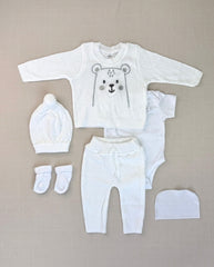 Set Primer Día Tejido Cara Oso Blanco