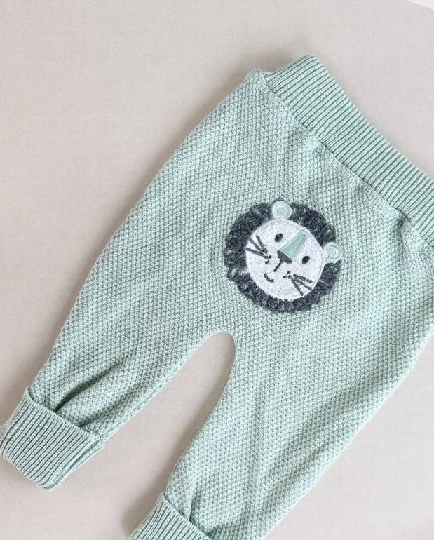 Set Primer Día Bordado León Verde Pantalón 