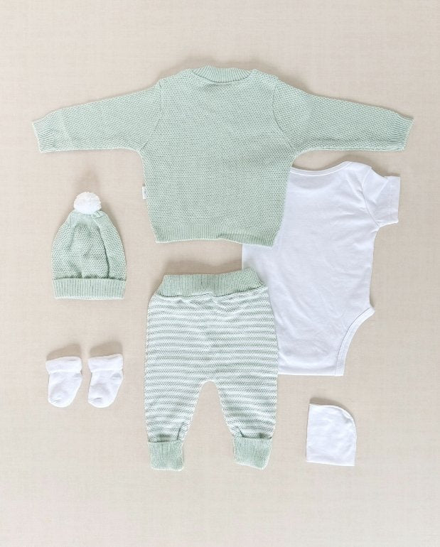 Set Primer Día Bordado Jirafa Verde Green