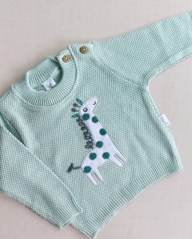 Set Primer Día Bordado Jirafa Verde Detalle
