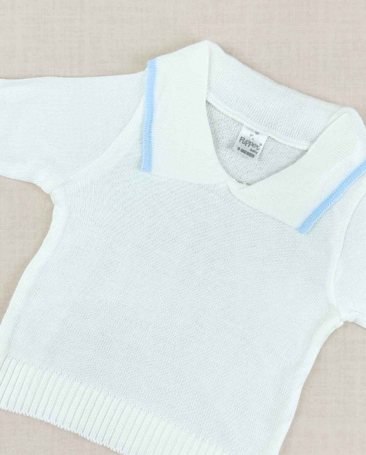 Set Primer Día Tejido Overol Cuello Azul Niños