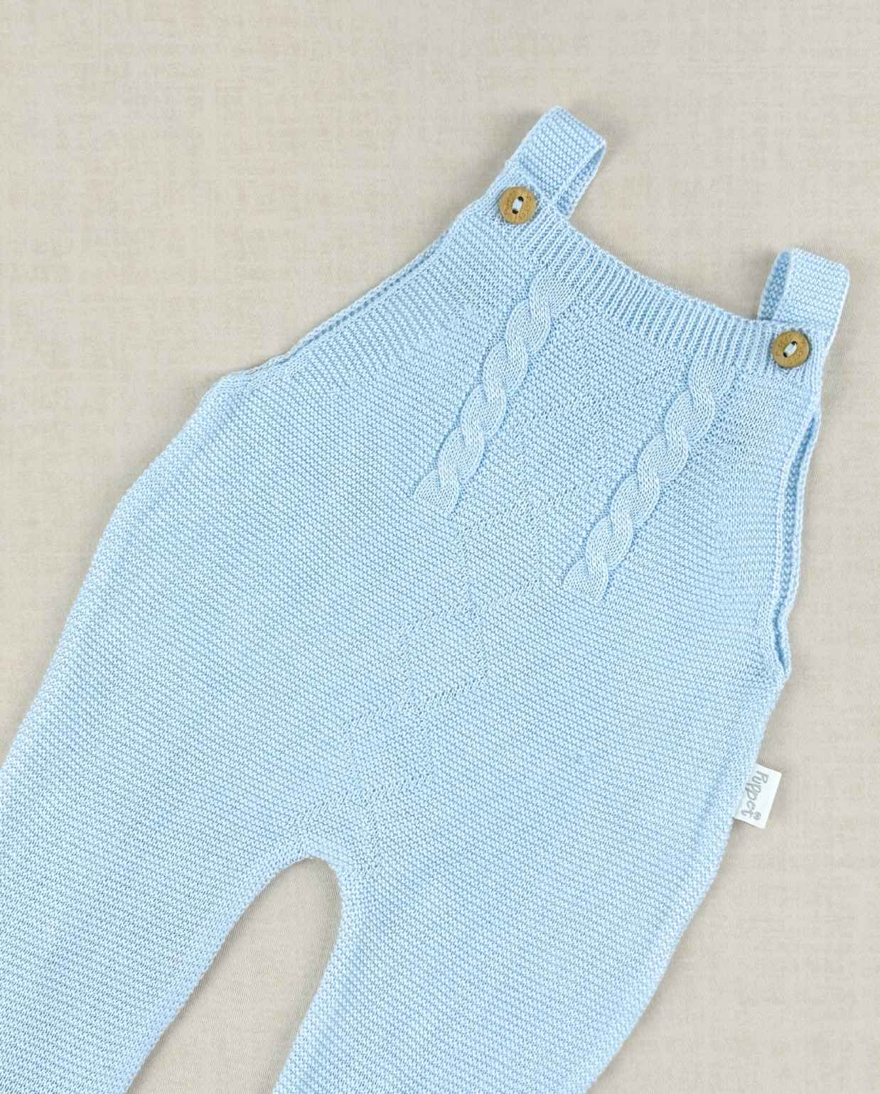 Set Primer Día Tejido Overol Cuello Azul Blue