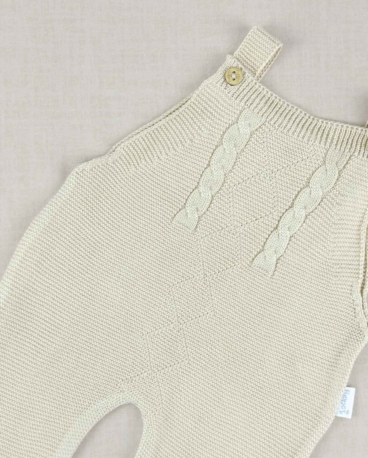 Set Primer Día Tejido Overol Cuello Café Niños