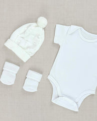 Set Primer Día Tejido Puntos Blanco White
