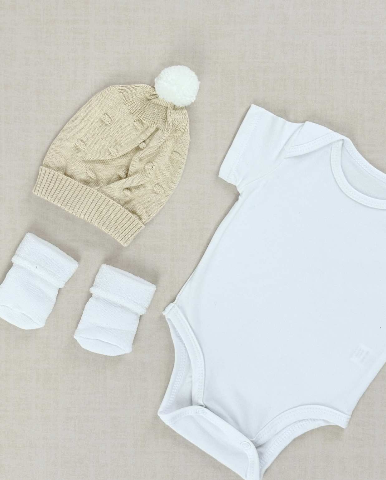 Set Primer Día Tejido Puntos Cafe Niños 