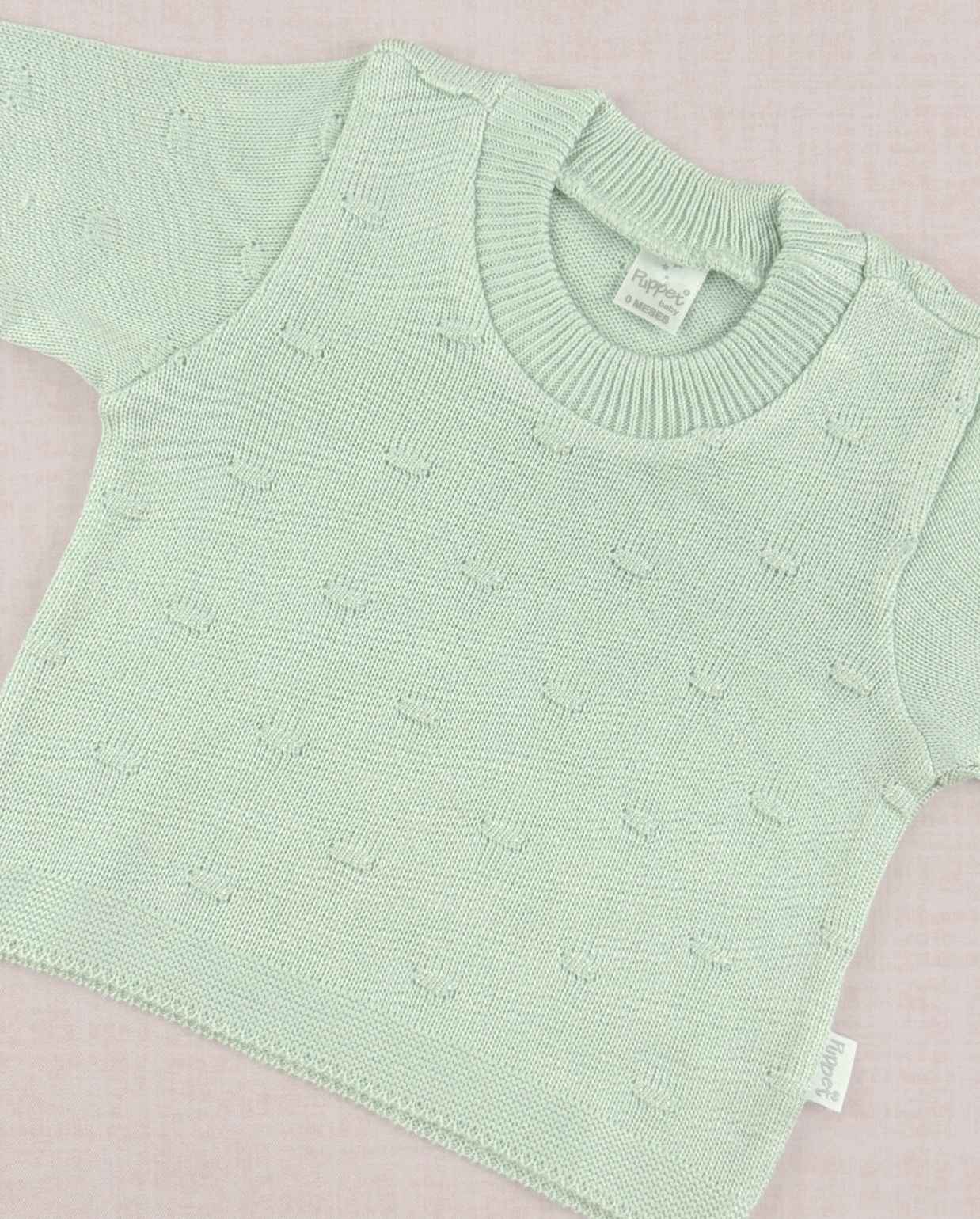 Set Primer Día Tejido Puntos Verde Detalle