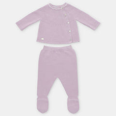 Conjunto Tricot Botones Lila Primer Dia