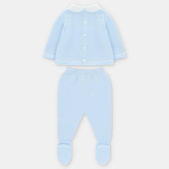 Primer Día Tricot Cuello Botones Azul Martin Aranda