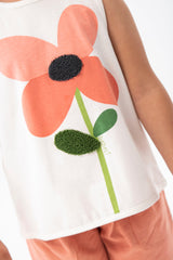 Conjunto 2 Piezas Short y Blusa Flor Salmon