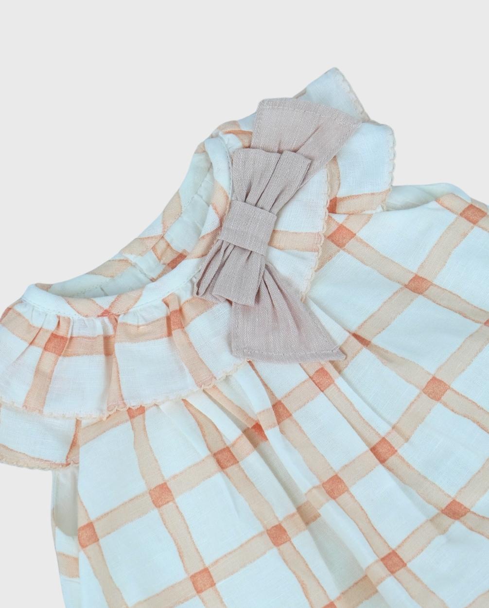 Vestido Moño Cuadros Naranja Martín Aranda Detalle