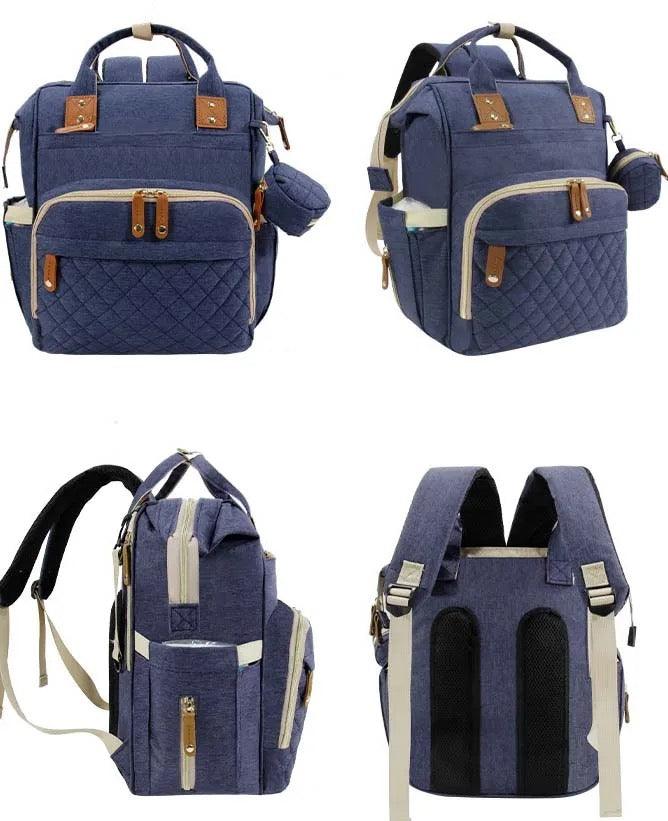 Pañalera Morral Detalle Broche Con Monedero Colores Azul