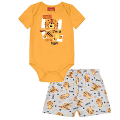 Conjunto Body Tigre Amarillo Bermuda