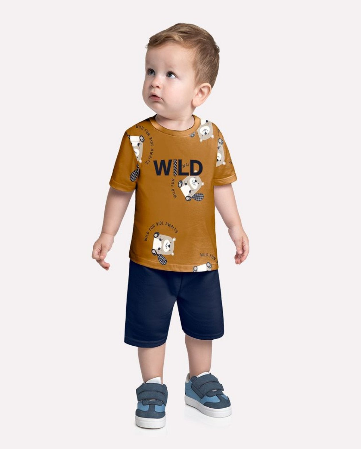 Conjunto Bermuda Estampado Castor Bebe