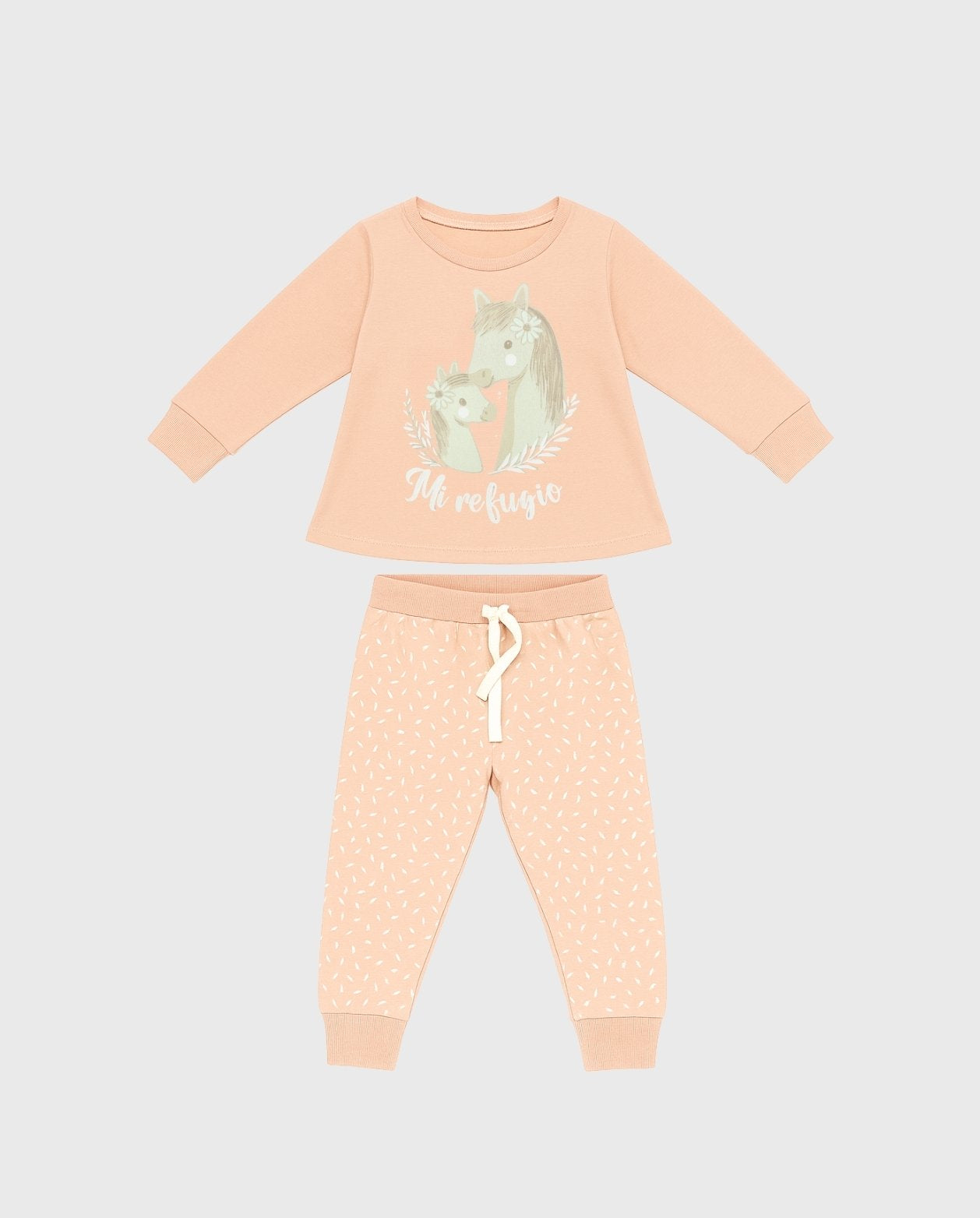 Pijama Pantalón Manga larga Caballos Rosa