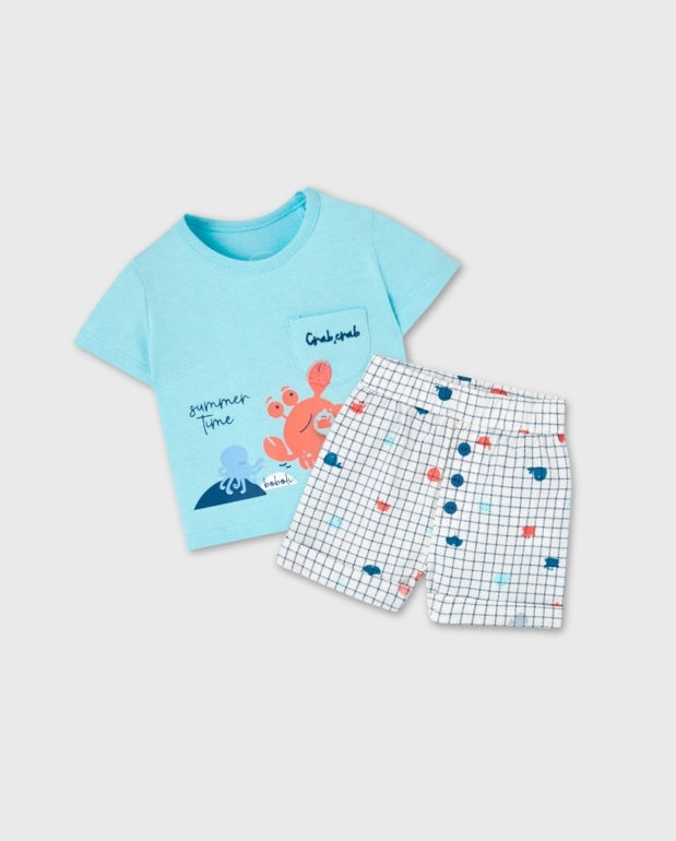 Conjunto Bermuda Cangrejo Azul Boboli Set