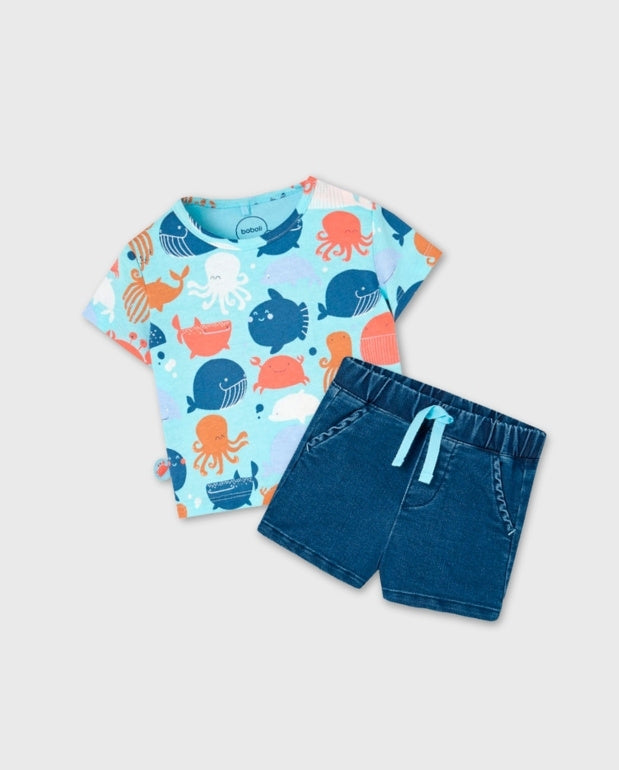 Conjunto Bermuda Animales del Mar Boboli Set
