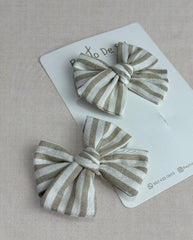 Set 2 Pinzas Moño Beige Lineas Rayito de Sol