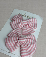 Set 2 Pinzas Moño Rosa Lineas Rayito de Sol Pink