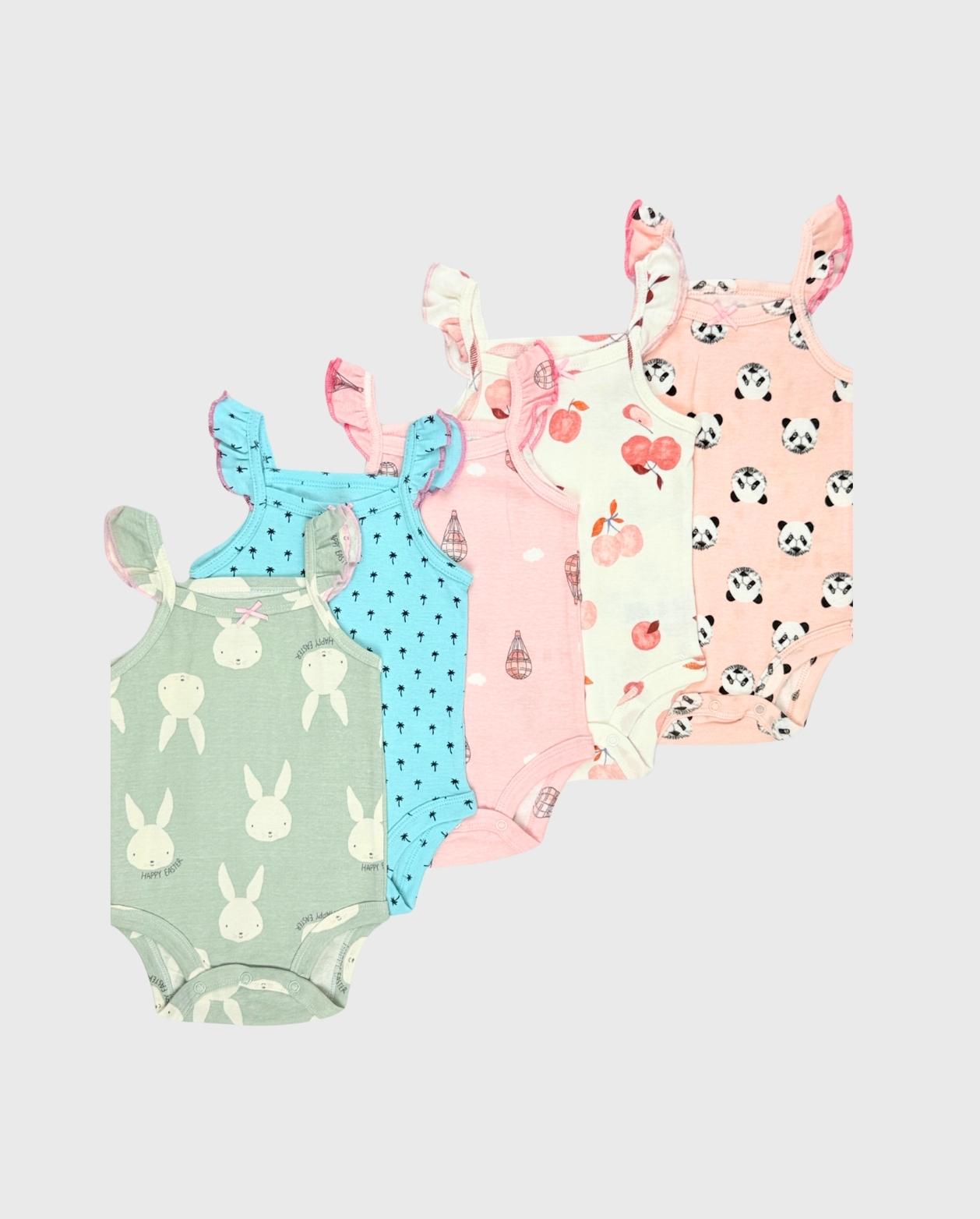 Set 5 Bodys Tiras Estampado Cereza