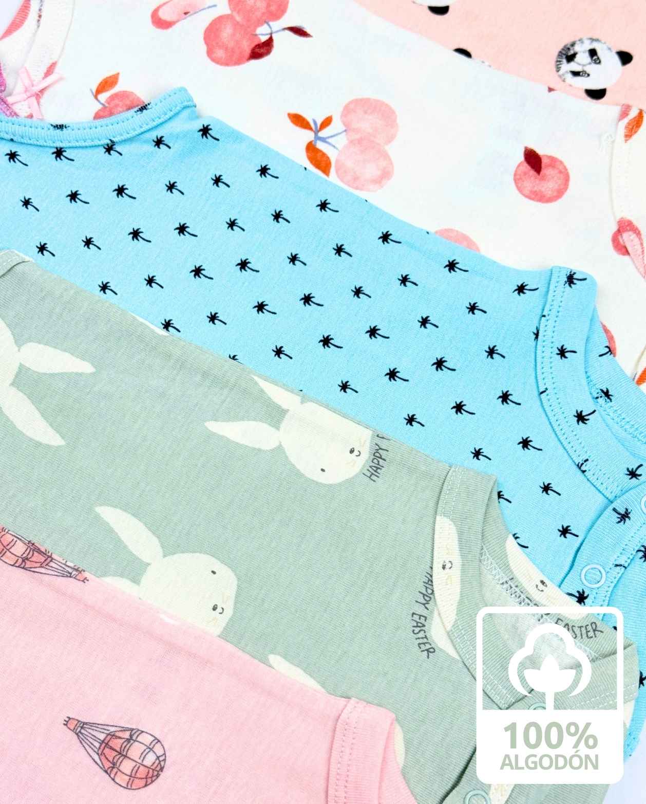 Set 5 Bodys Tiras Estampado Cereza Detalles