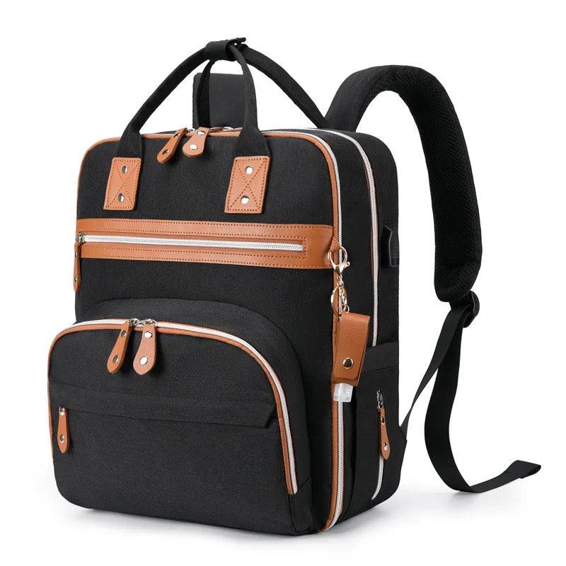 Pañalera Morral Detalle Cremallera Café Negro