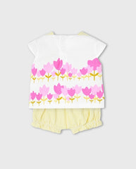 Conjunto Short Tulipan Amarillo Boboli Rosado