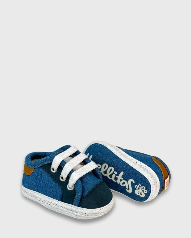 Tenis Sin Suela Denim Huellitas Niños