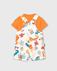 Conjunto Overol Estampado Animales Boboli Naranja