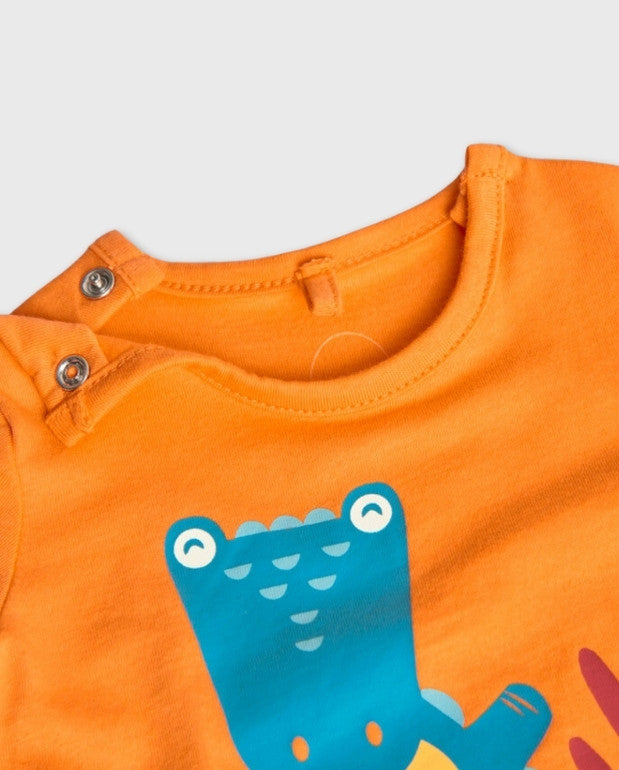 Pelele Cocodrilo Naranja Boboli Detalle
