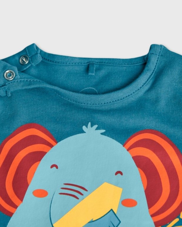 Pelele Elefante Azul Boboli Detalle