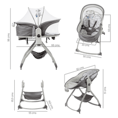 Cuna Colecho Mecedora Multinacional 6 en 1 Gris Priori