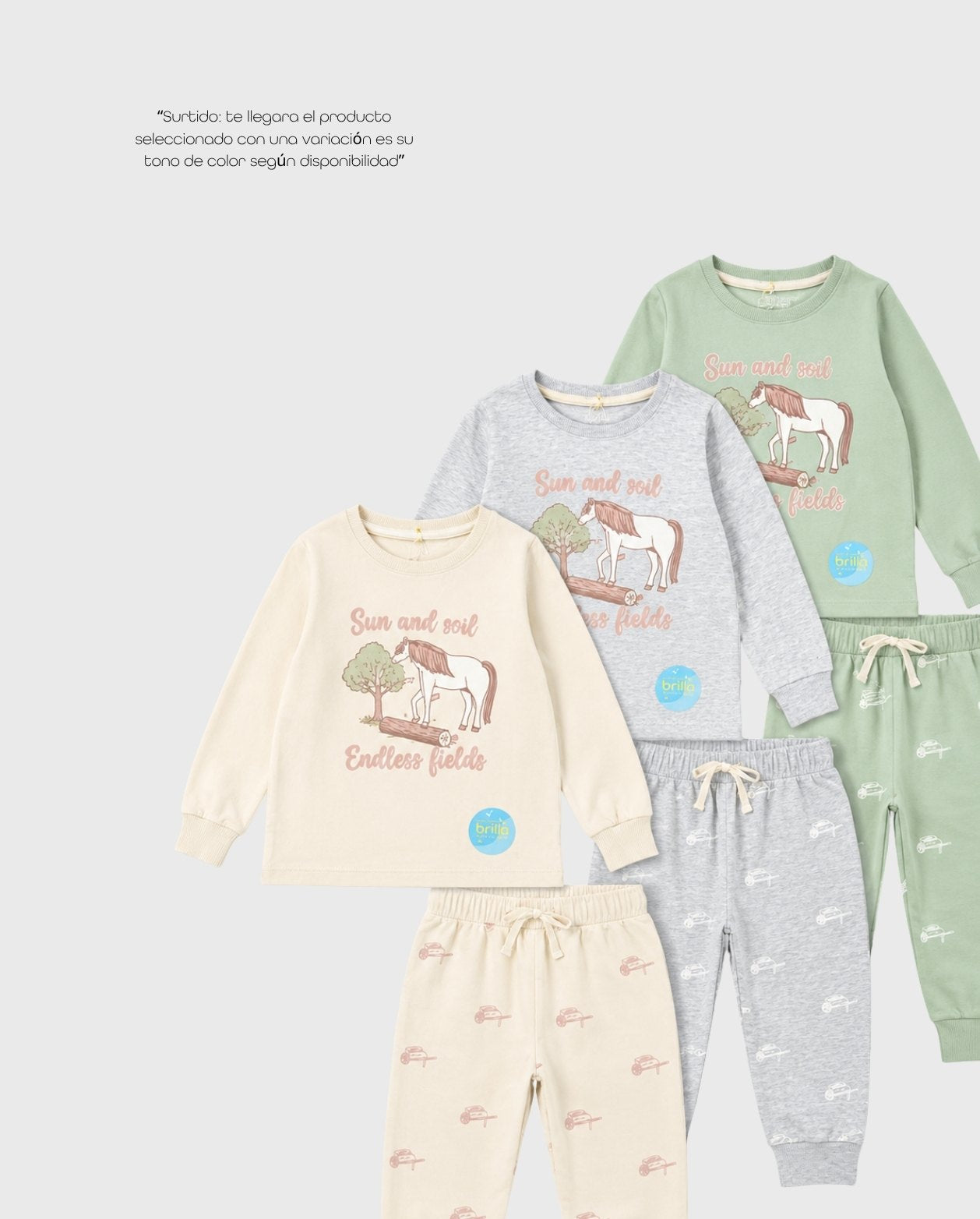 Pijama Manga Larga Caballo Granja Surtido estilo