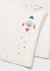 Camiseta Manga Larga Cohete Blanco